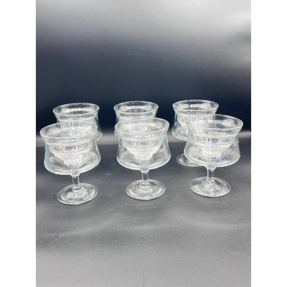 Set Of 6 Vintage Princess House Heritage Etched Shrimp Cocktail Glasses Insert
